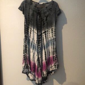 Women's Tie-Dye Dress - Black, White, and Pink